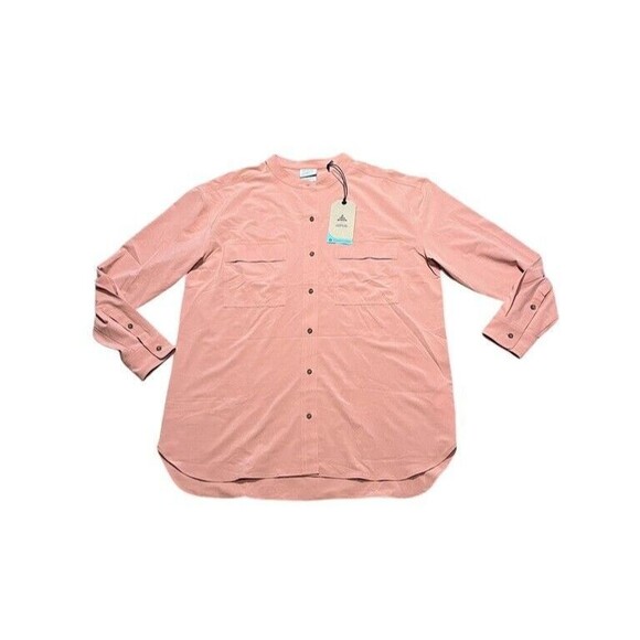 Prana Railay Tunic Button Up Women's Shirt Size Large L/S UPF Rose Pink $89 - Picture 1 of 9